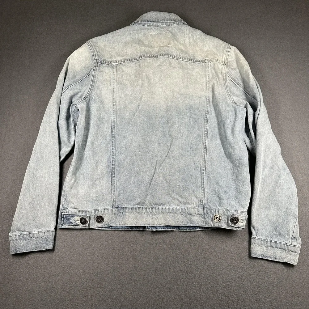 Guess Denim Jacket Mens Large Blue‎ Light Wash Button Front Pockets JMLXN1R0LF0